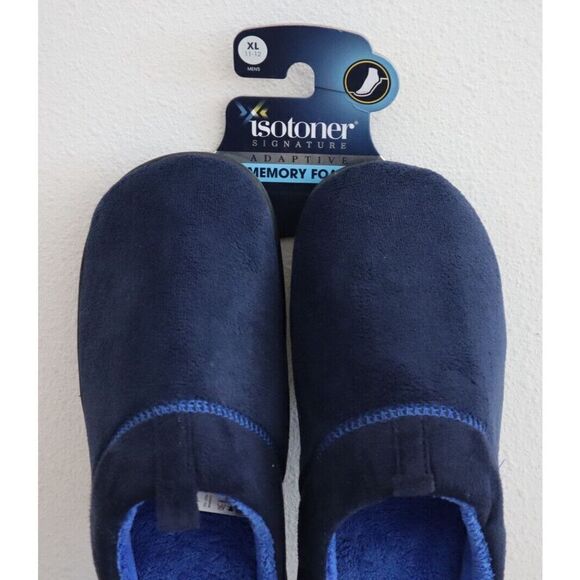 Isotoner A92509 Men's Sz XL (11-12) Navy Blue Jared Memory Foam Moc Slippers - Picture 3 of 7
